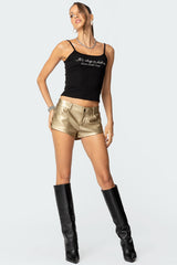 Melodi Faux Leather Micro Shorts