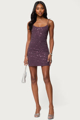 Stefanie Rhinestone Backless Mini Dress