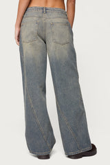 Vintage Washed Low Rise Baggy Jeans
