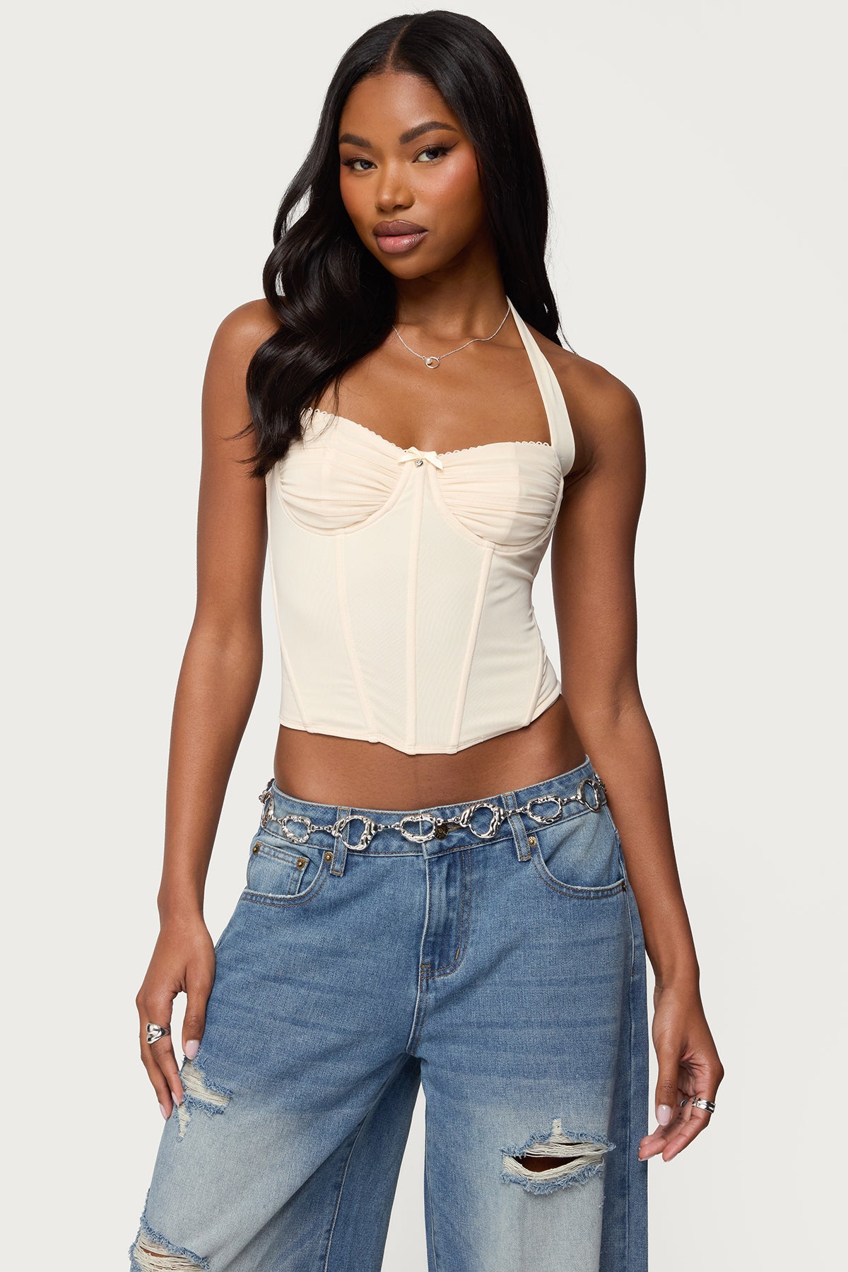 Abigail Ruched Halter Corset – edikted
