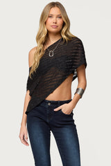 Loma Asymmetric Off Shoulder Knit Poncho