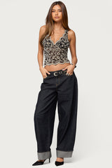 Araura Lace Velvet Floral Top