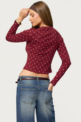 Daliya Polka Dot Long Sleeve Top