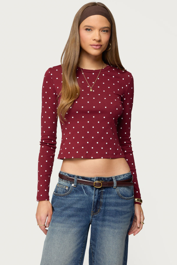 Daliya Polka Dot Long Sleeve Top
