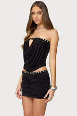 Giana Iridescent Strapless Cowl Neck Top