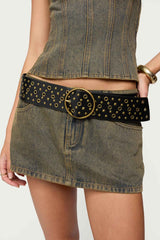 Stud & Grommet Faux Leather Belt