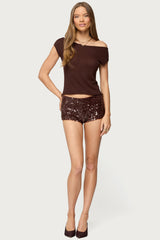 Holly Glitter Off Shoulder Top