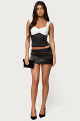 Leandre Contrast Satin Effect Boned Top