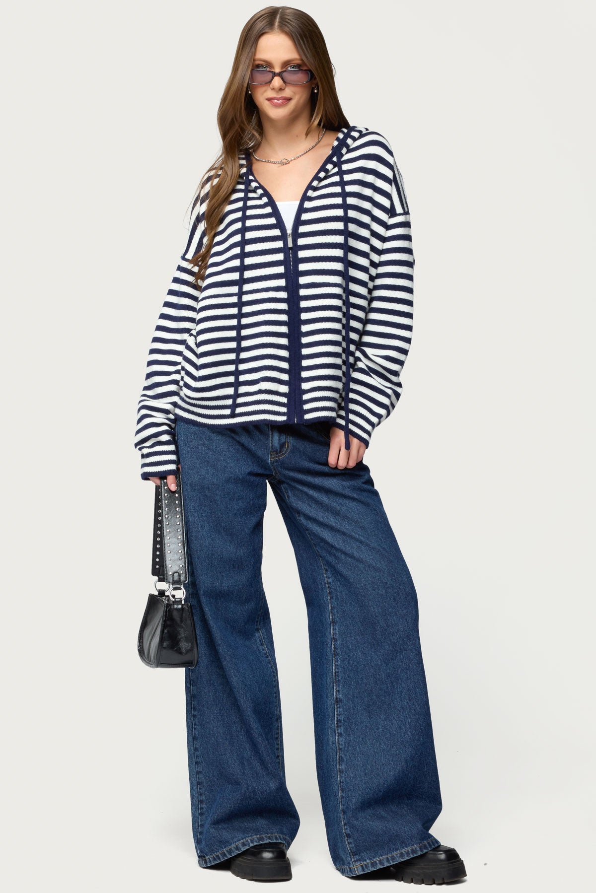 Safari Striped Knit Zip Up Hoodie – edikted