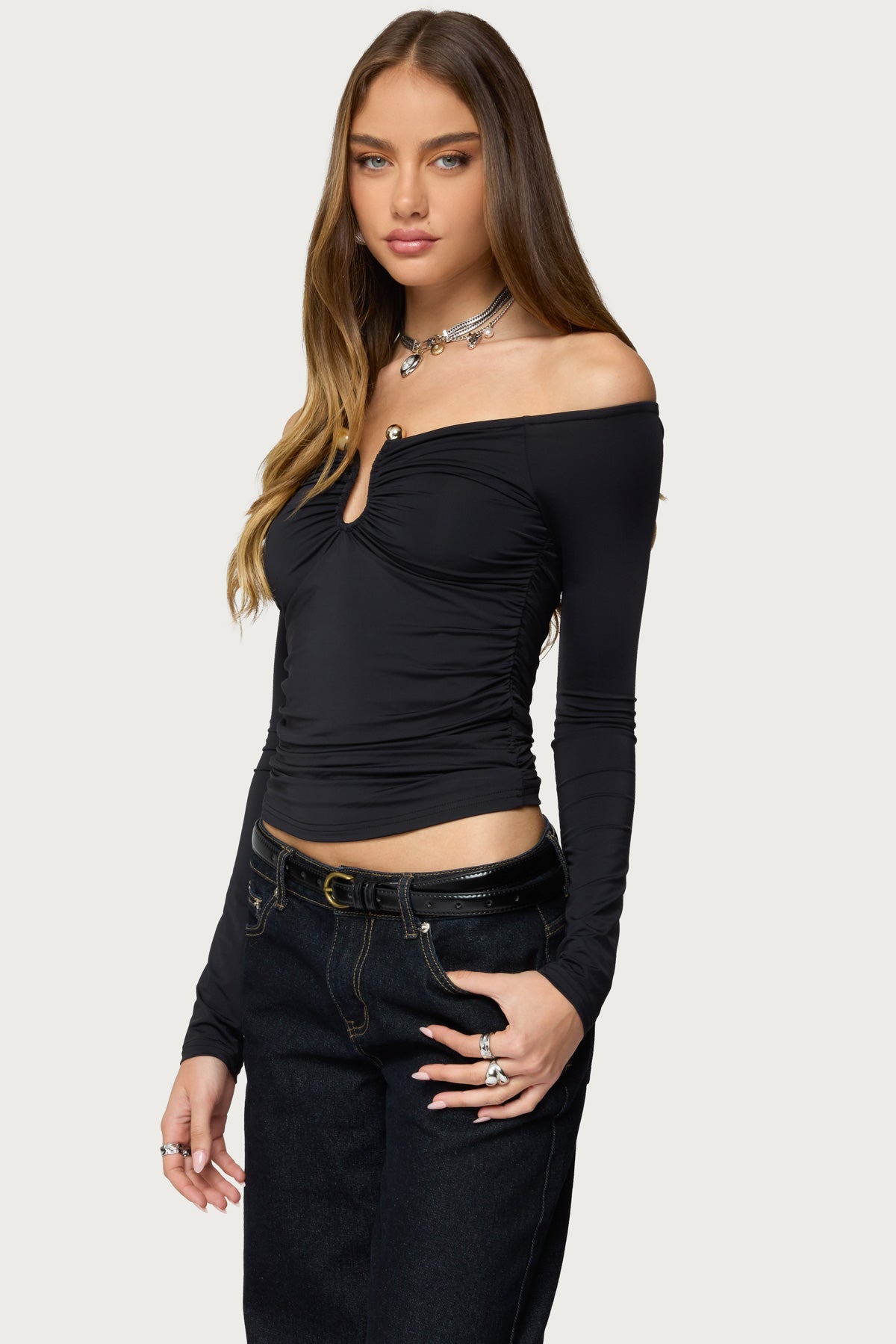 Halle Curved U Off Shoulder Top