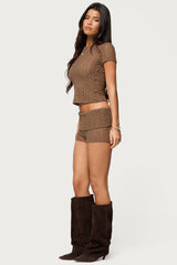 Rye Sheer Textured Foldover Shorts