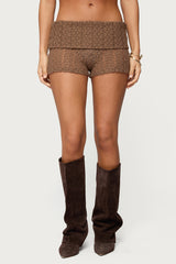 Rye Sheer Textured Foldover Shorts