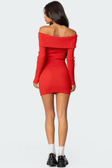 Evi Fold Over Knit Mini Dress