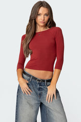 Mary Quarter Sleeve Wide Neck Top