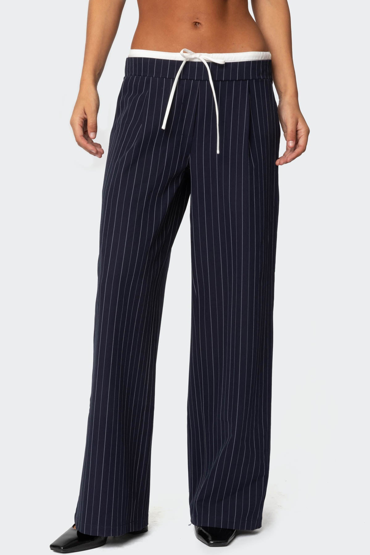 Pinstripe Peekaboo Drawstring Pants