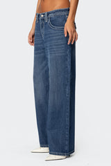 Contrast Stitch Low Rise Boyfriend Jeans