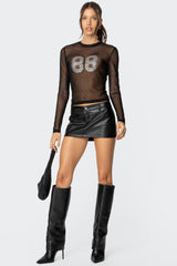 88 Rhinestone Sheer Mesh Top