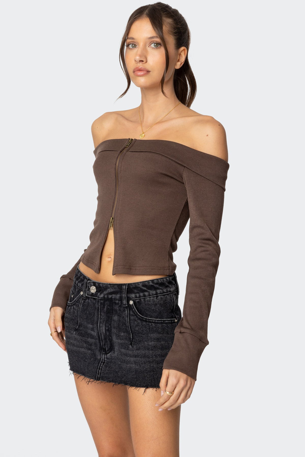 Clarissa Fold Over Ribbed Top