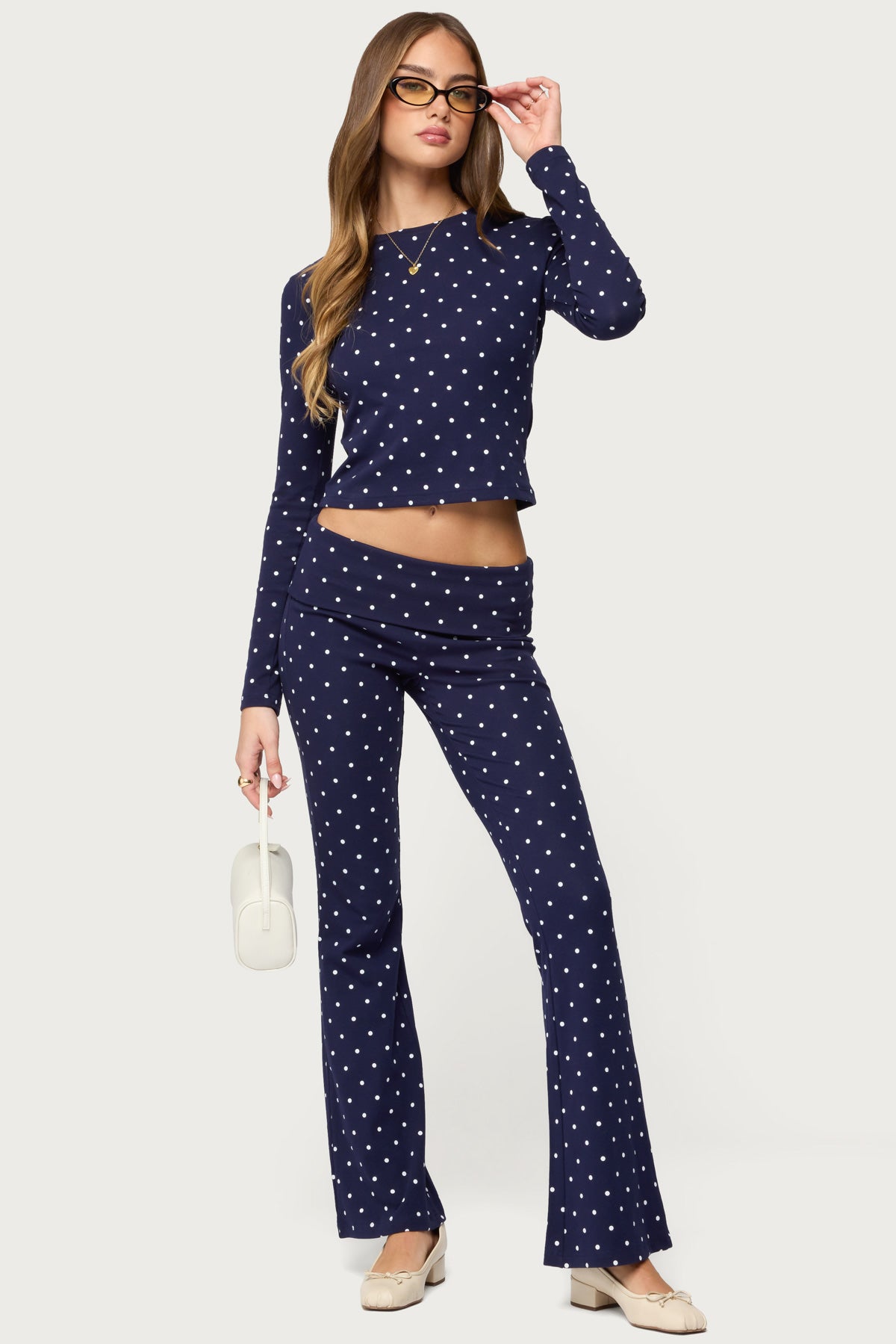 Daliya Polka Dot Fold Over Pants – edikted