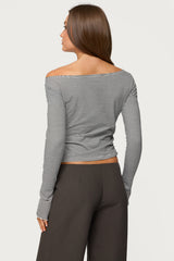 Leyna Striped Off Shoulder Top