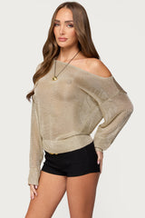 Charlo Off Shoulder Shiny Knit Top