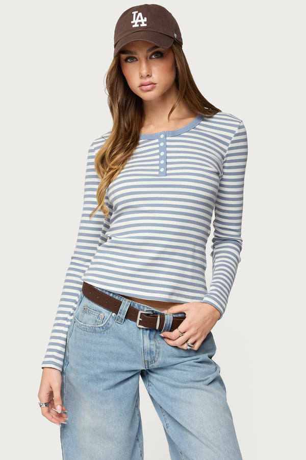 Roma Striped Henley Top