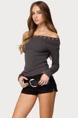 Rebekka Grommet Off Shoulder Top