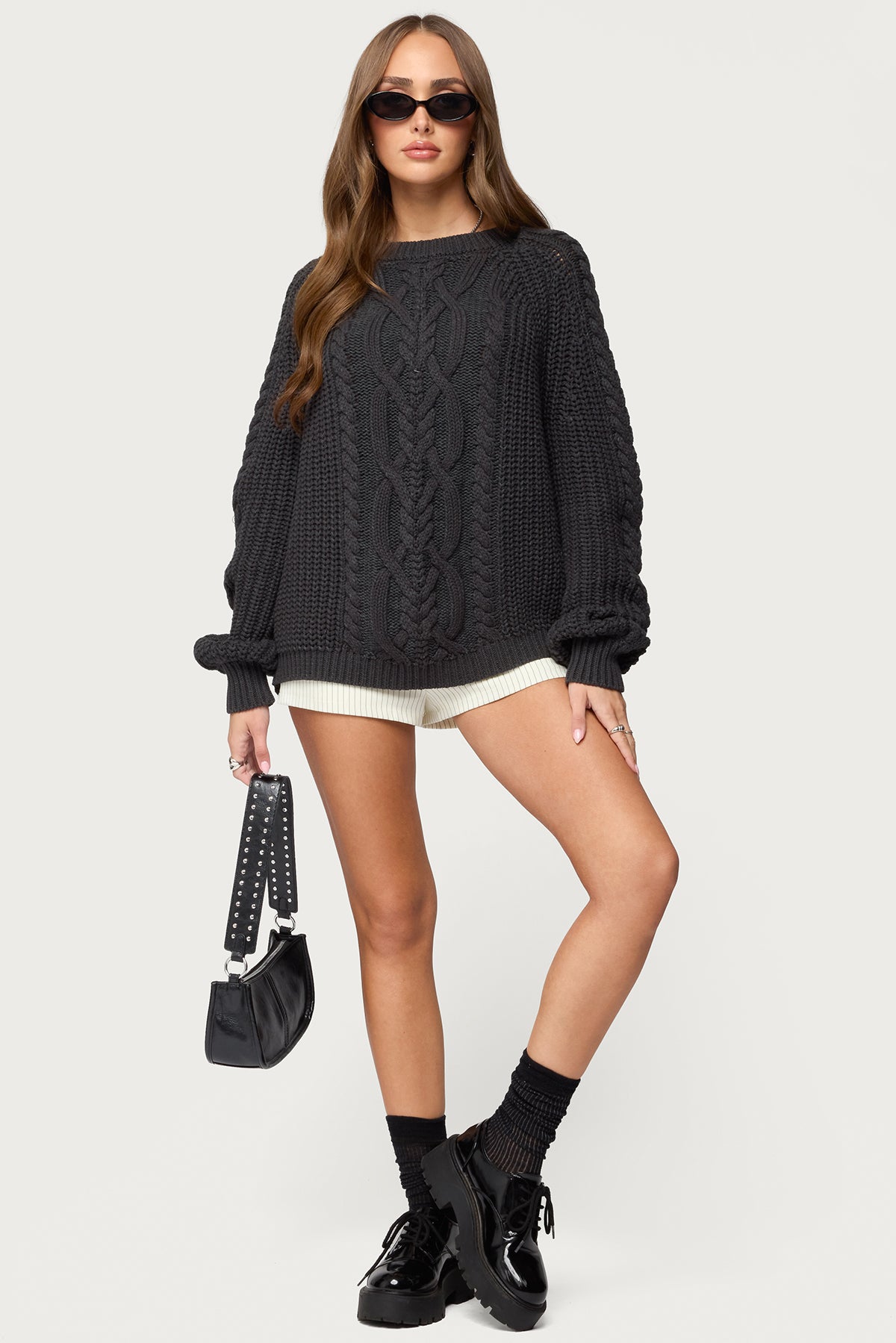 Lira Chunky Cable Knit Sweater – edikted