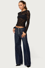 Rosette Bandeau Sheer Lace Top