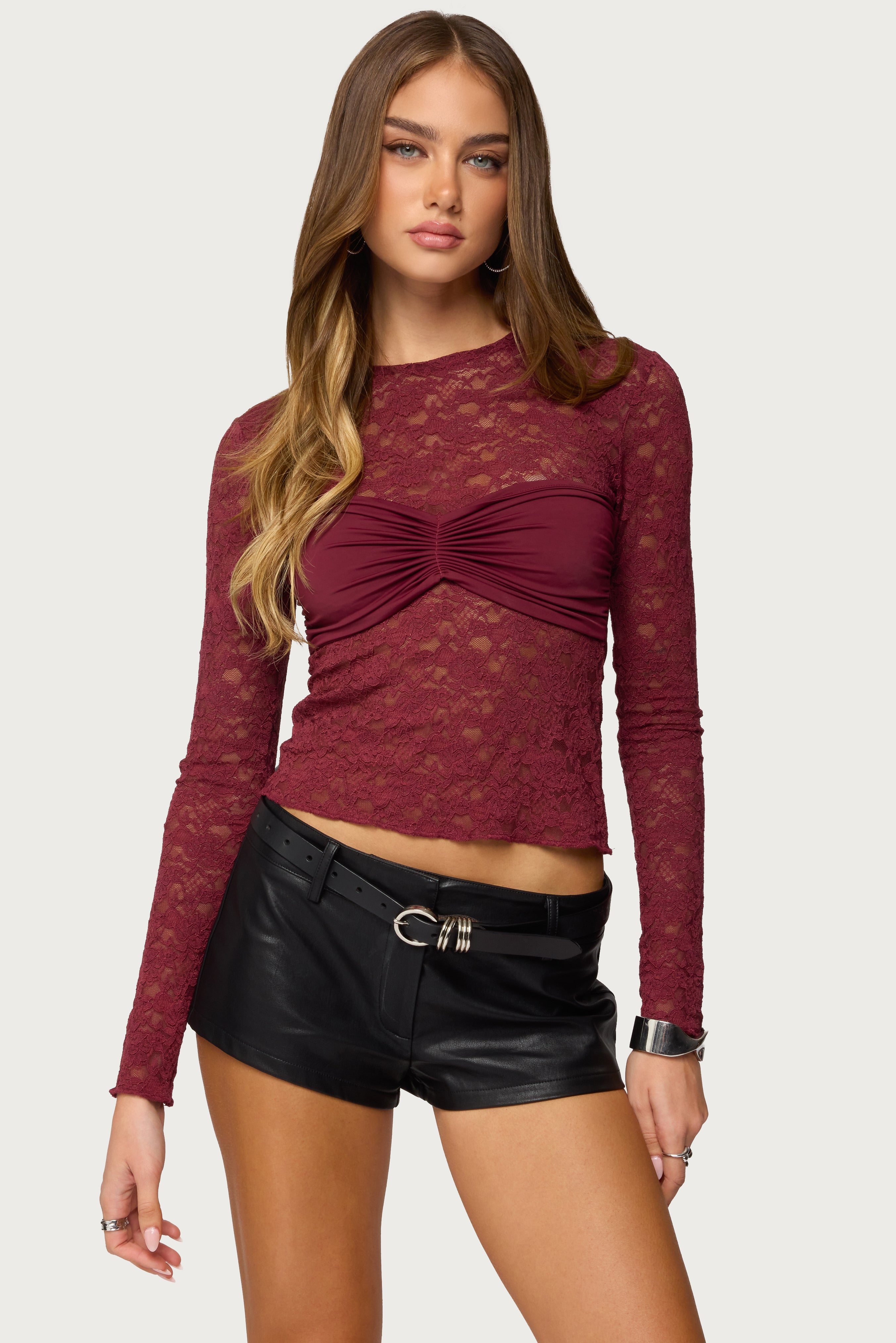Rosette Bandeau Sheer Lace Top – edikted