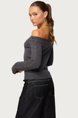 Morgen Grommet Off Shoulder Knit Top