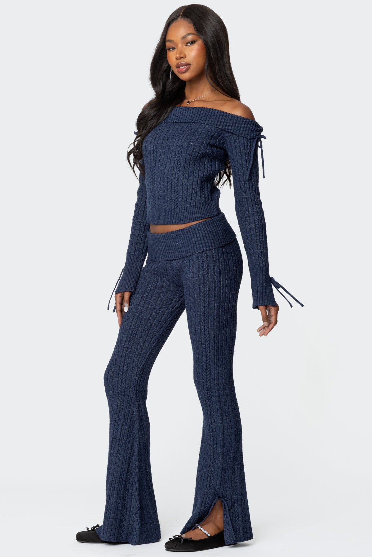 Chase Fold Over Cable Knit Pants