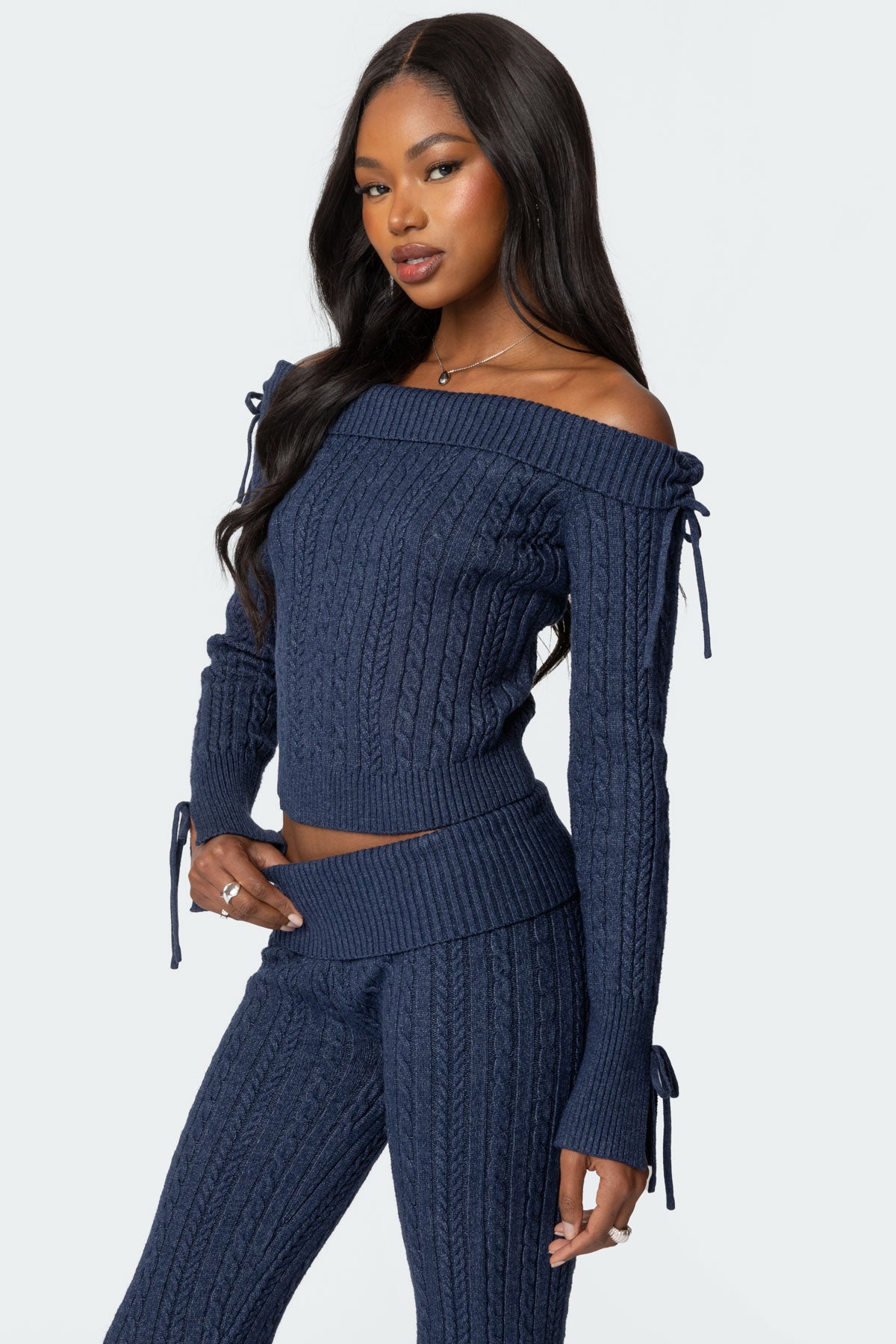 Chase Fold Over Cable Knit Top