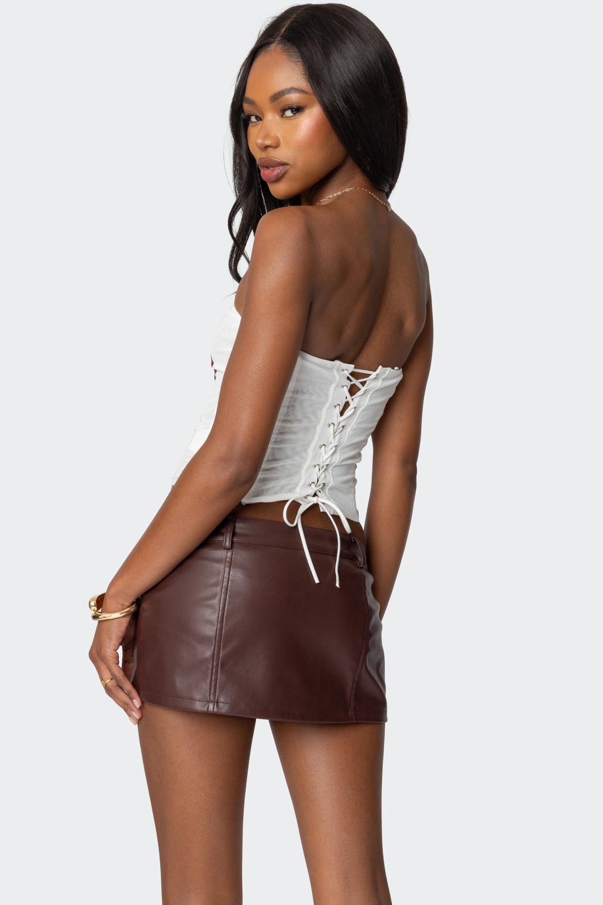 Wild Blossom Lace Up Mesh Corset