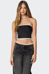 Karlie Lace Trim Denim Tube Top