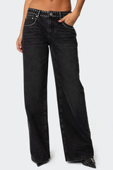 Quincy Studded Low Rise Jeans