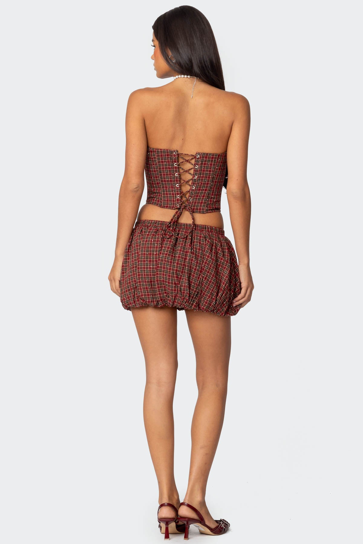 Marlene Plaid Lace Up Corset