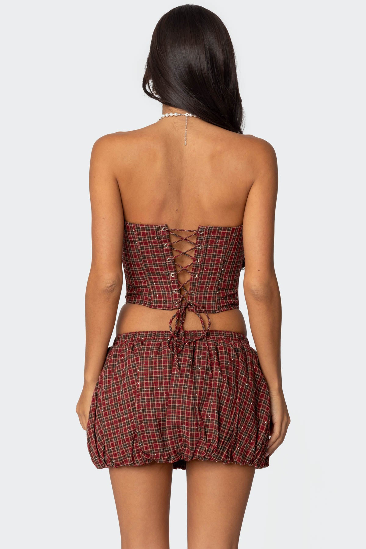 Marlene Plaid Lace Up Corset