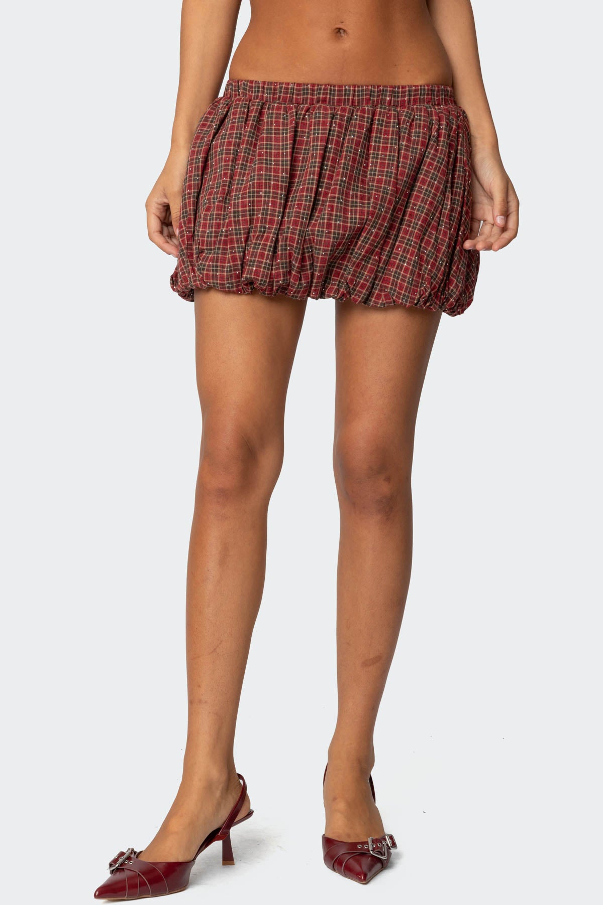 Marlene Plaid Bubble Mini Skirt