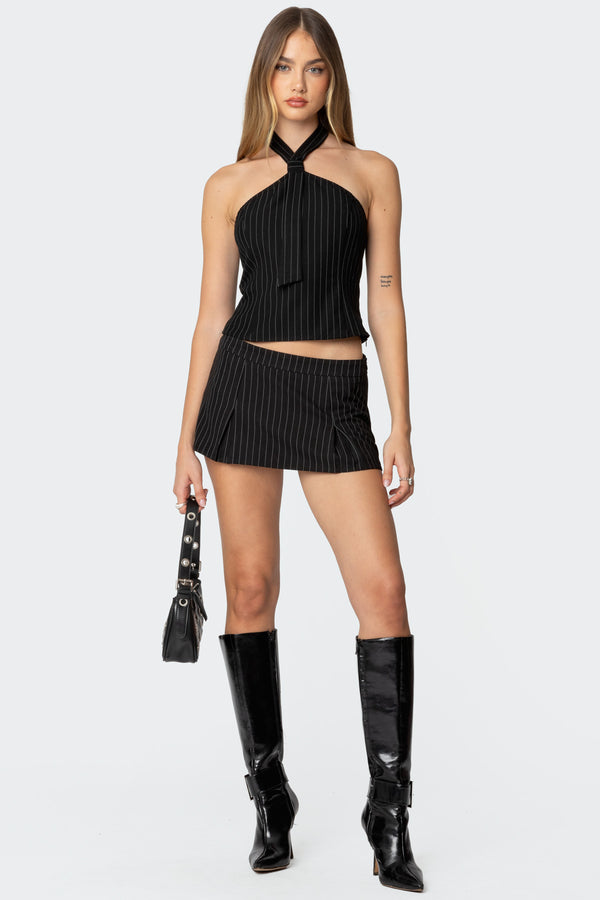 Karine Pinstripe Halter Top