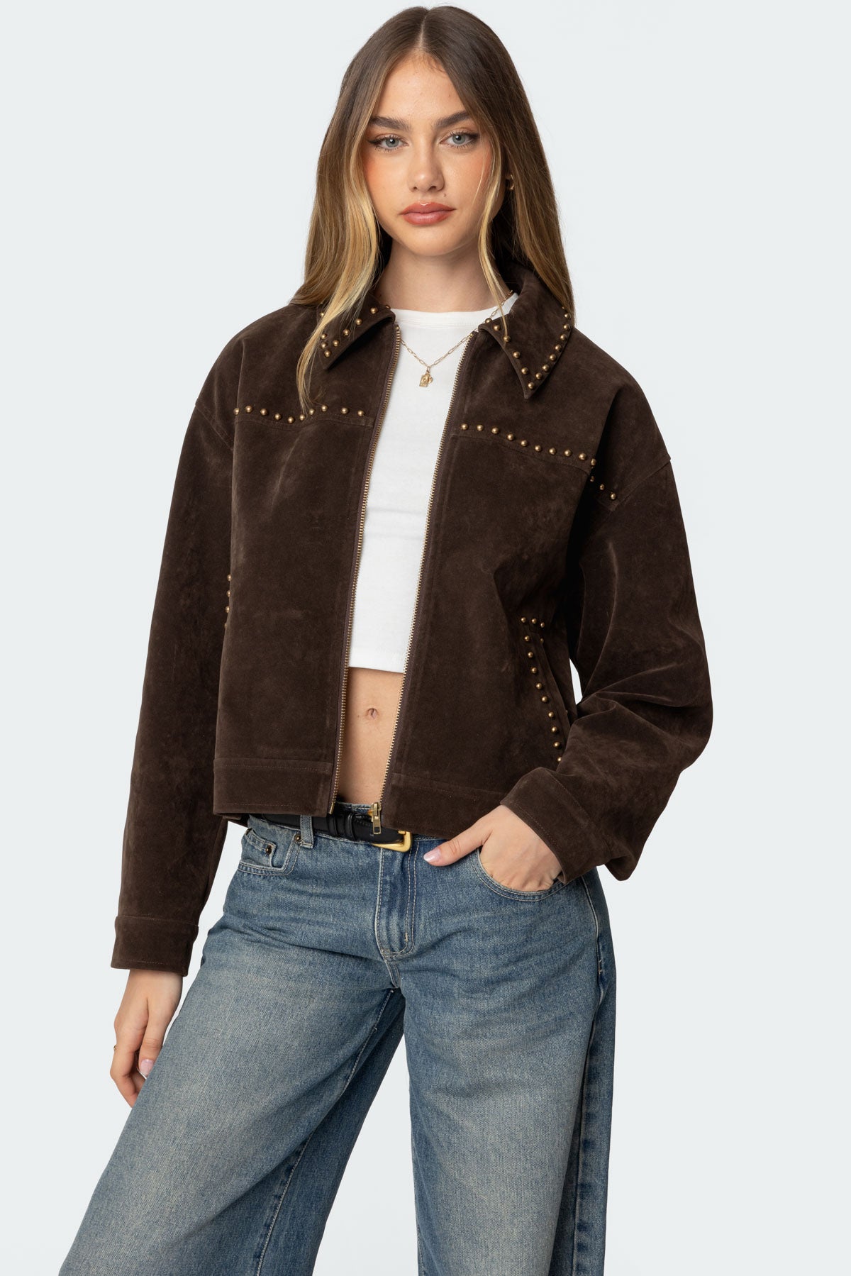 Memphis Studded Faux Suede Jacket