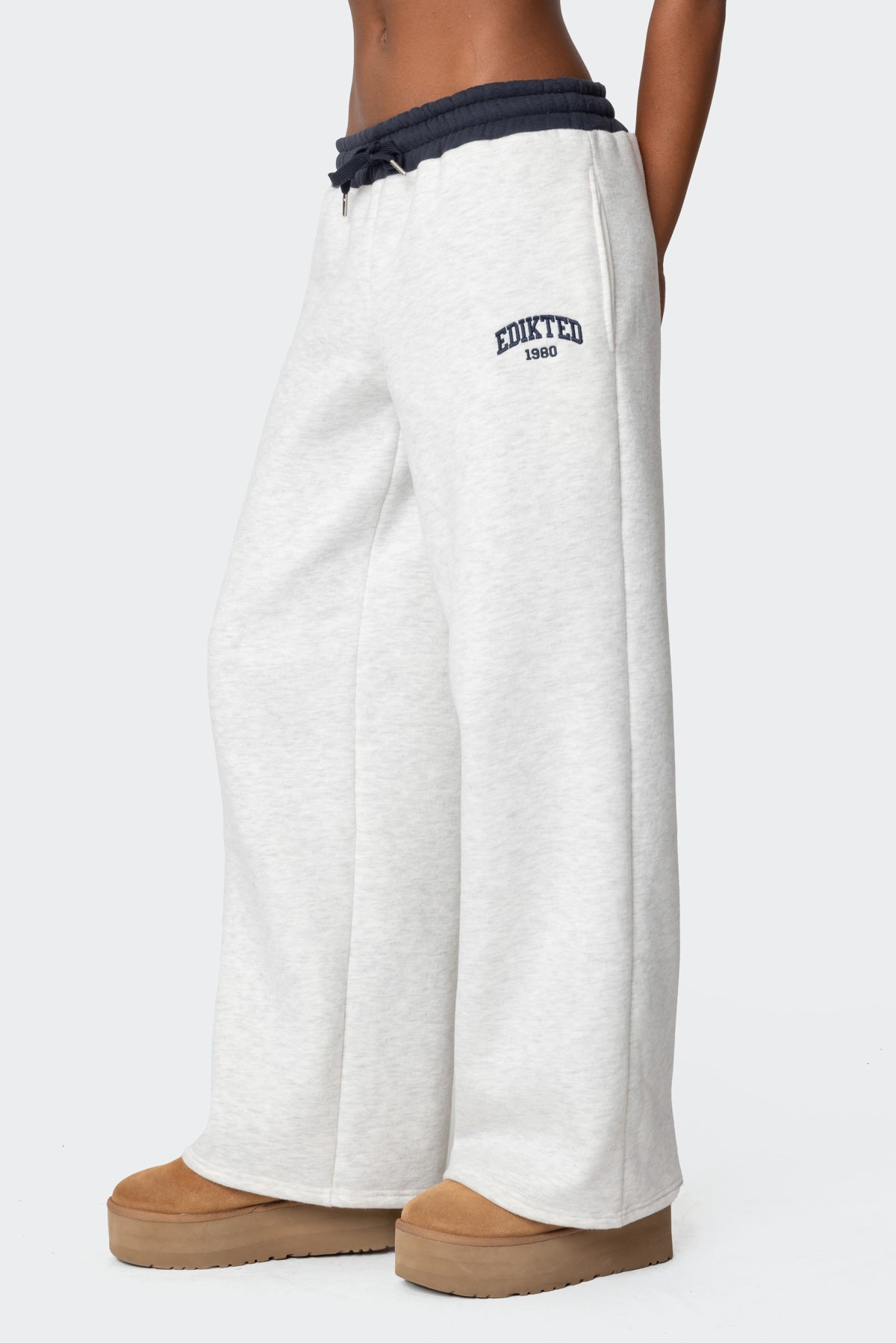 Edikted Contrast Embroidered Sweatpants