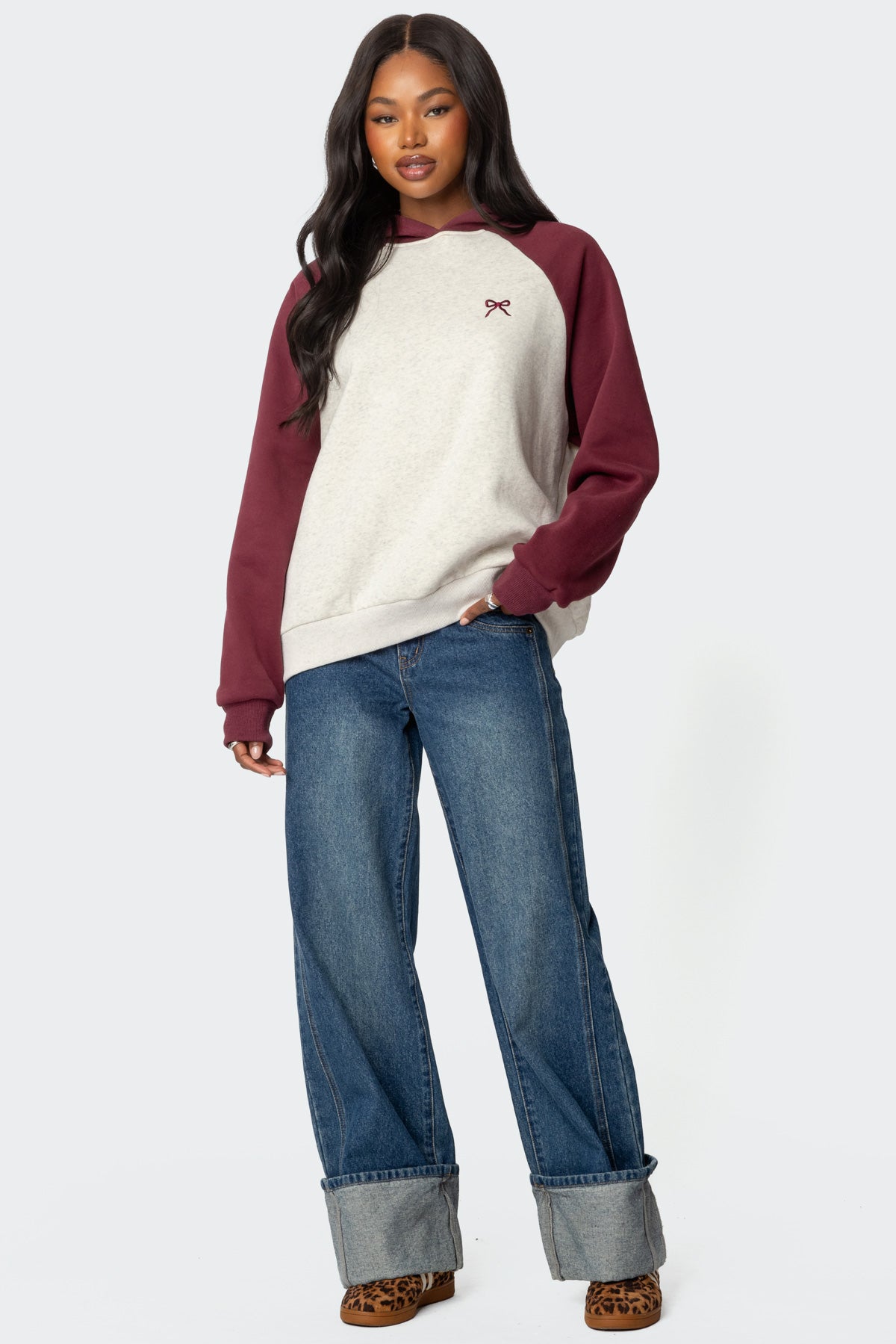 Raglan Bow Oversized Hoodie