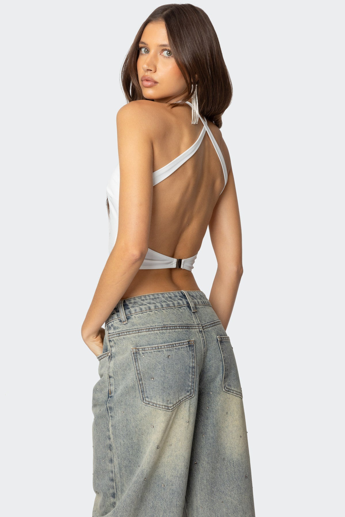 Caity Backless High Neck Top