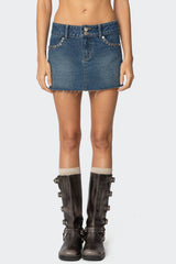 Tess Studded Denim Mini Skirt