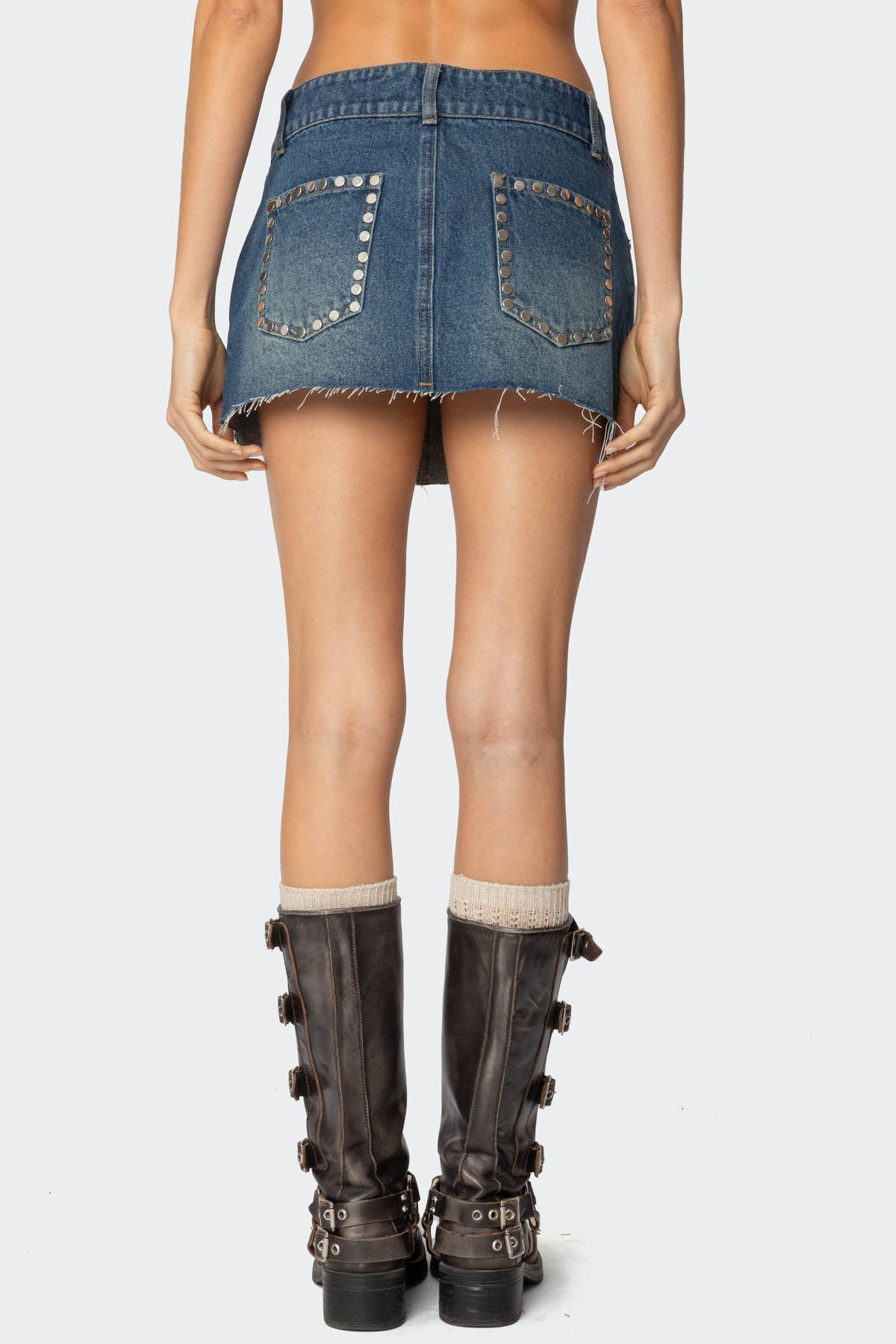 Tess Studded Denim Mini Skirt