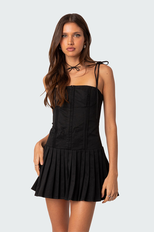 Perri Pleated Corset Mini Dress