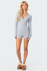 Fantasy Button Up Ribbed Romper