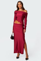 Reema Shiny Slit Maxi Skirt