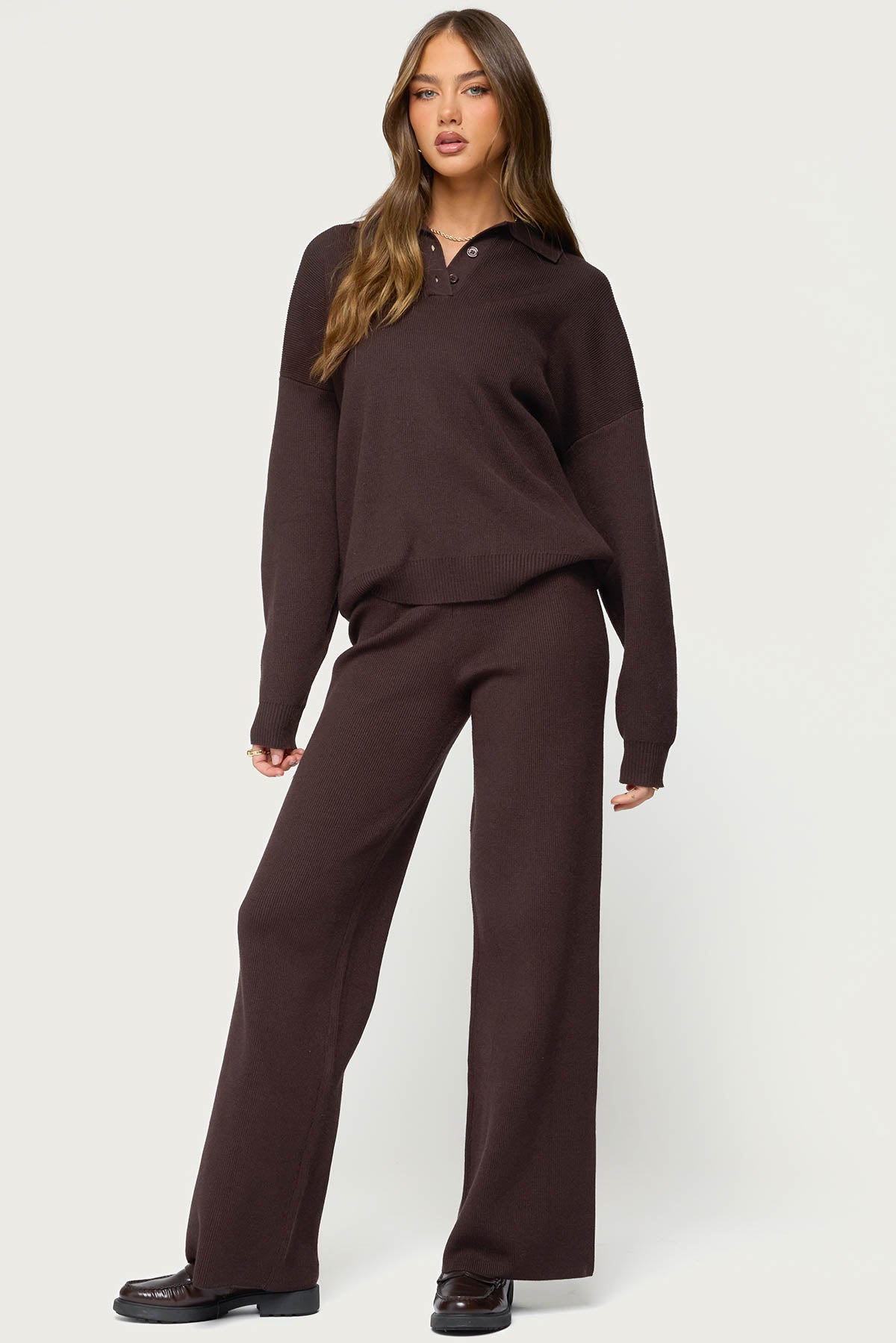 Lorie Oversized Knit Polo Sweater